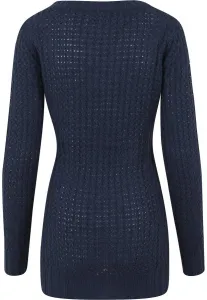 Women's sweater with a long wide neckline in a navy design
