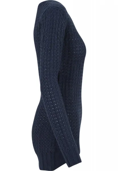 Women's sweater with a long wide neckline in a navy design