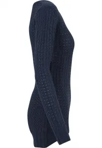 Women's sweater with a long wide neckline in a navy design