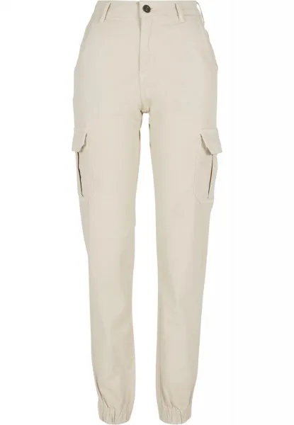 Women's high-waisted cargo pants whitesand