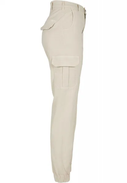 Women's high-waisted cargo pants whitesand