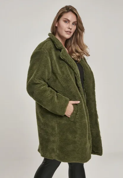 Women's Oversized Sherpa Coat Olive