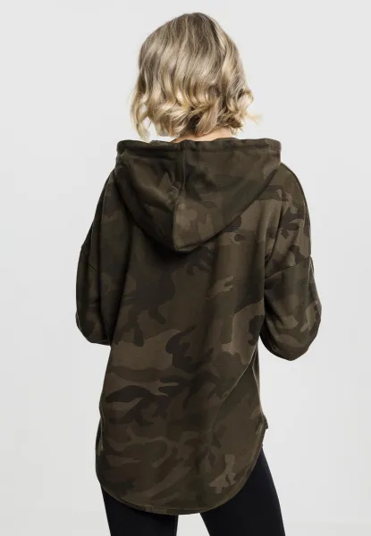 Women's Oversized Camo Hooded Olive Camo