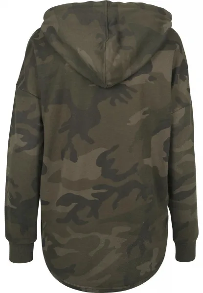 Women's Oversized Camo Hooded Olive Camo