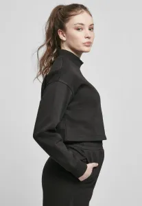 Women's Cropped Oversized Sweat High Neck Crew Black