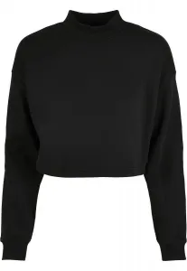 Women's Cropped Oversized Sweat High Neck Crew Black