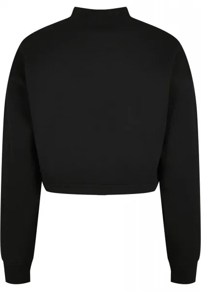 Women's Cropped Oversized Sweat High Neck Crew Black