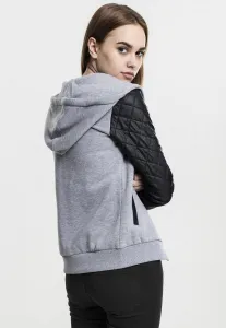 Women's diamond sleeve with zipper hood made of synthetic leather grey/blk