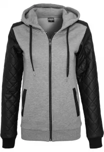Women's diamond sleeve with zipper hood made of synthetic leather grey/blk