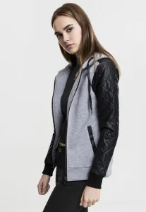 Women's diamond sleeve with zipper hood made of synthetic leather grey/blk