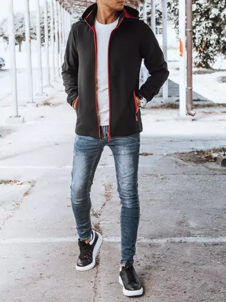 Čierno-červená pánska softshellová prechodná bunda Dstreet