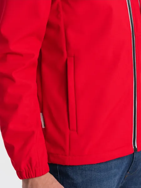 Červená pánska softshellová bunda Ombre Clothing