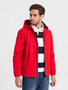 Červená pánska softshellová bunda Ombre Clothing