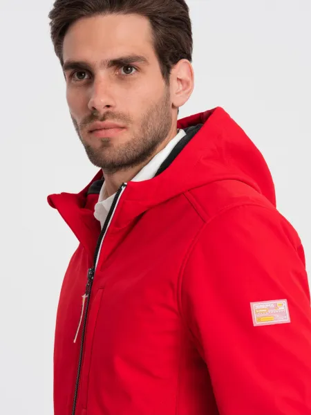 Červená pánska softshellová bunda Ombre Clothing