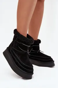 BIG STAR SHOES Semišové zimné čižmy pre ženy s ozdobnými švami Big Star