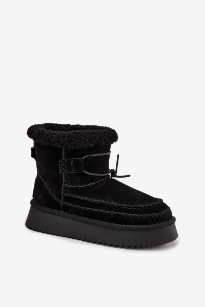 BIG STAR SHOES Semišové zimné čižmy pre ženy s ozdobnými švami Big Star