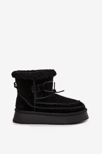 BIG STAR SHOES Semišové zimné čižmy pre ženy s ozdobnými švami Big Star