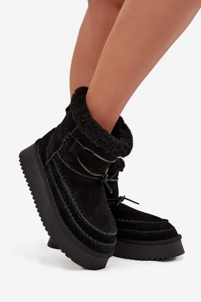 BIG STAR SHOES Semišové zimné čižmy pre ženy s ozdobnými švami Big Star