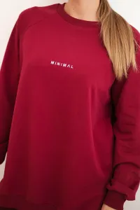 Legínovo Dámska bavlnená súprava mikina a legíny s nápisom Minimal hnedá Farba: Bordová, Veľkosť: UNI