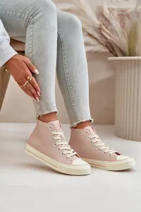 BIG STAR SHOES Dámske Zateplené Tenisky Z Eko Kože Ružové Big Star