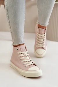 BIG STAR SHOES Dámske Zateplené Tenisky Z Eko Kože Ružové Big Star