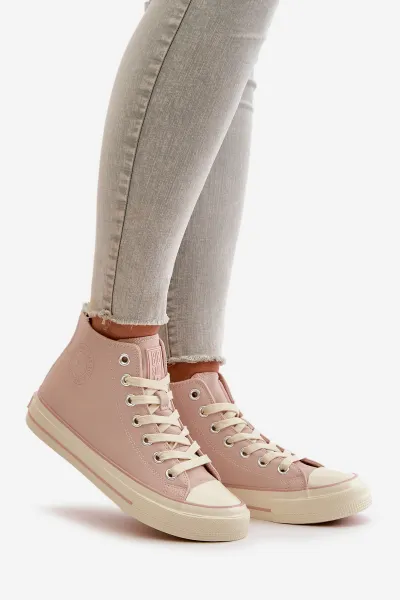 BIG STAR SHOES Dámske Zateplené Tenisky Z Eko Kože Ružové Big Star