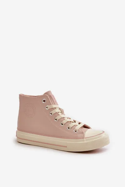 BIG STAR SHOES Dámske Zateplené Tenisky Z Eko Kože Ružové Big Star