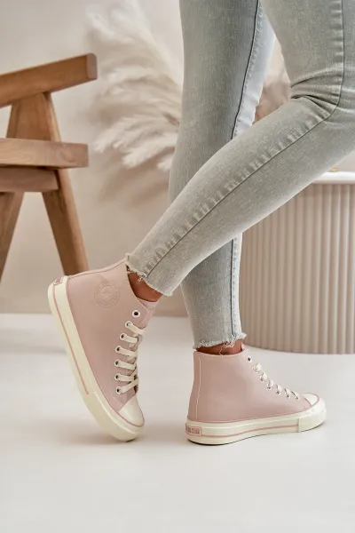 BIG STAR SHOES Dámske Zateplené Tenisky Z Eko Kože Ružové Big Star