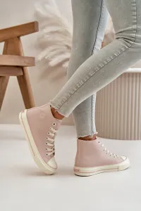 BIG STAR SHOES Dámske Zateplené Tenisky Z Eko Kože Ružové Big Star