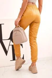 Double-layer trousers with velour mustard