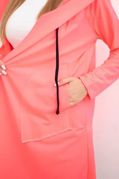 Cape with loose hood pink neon color