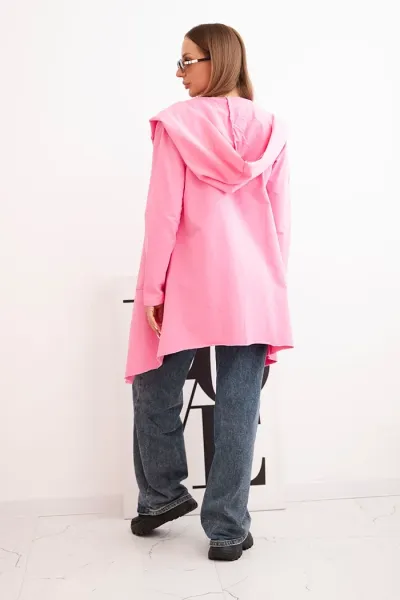 Cape with loose hood in pink color