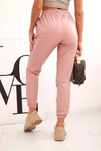 Double-layer trousers with navy pink velour