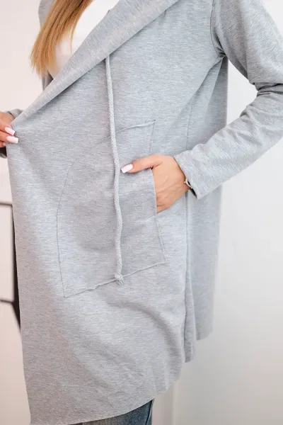 Legínovo Kabát s voľnou kapucňou horčicový Farba: Sivá, Veľkosť: UNI