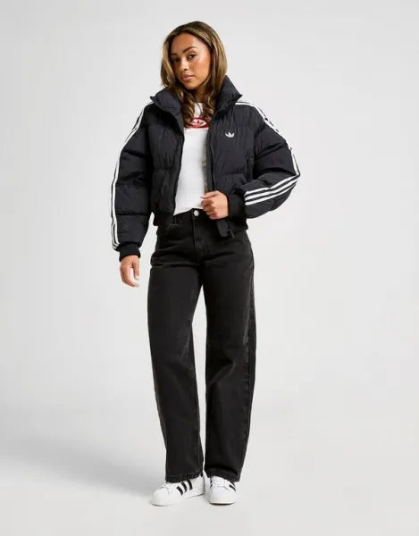 Bunda adidas Originals Cropped Puffer čierna farba, prechodná, JX2970