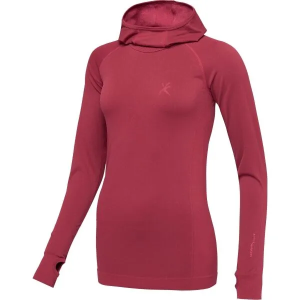 Klimatex HERRON SEAMLESS Dámsky bezšvový pulóver s kapucňou, vínová, veľkosť