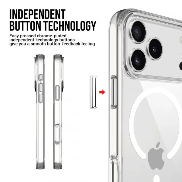 JP MagFit MagSafe puzdro s certifikátom SGS 1,2M, iPhone 17 Pro Max, priehľadné