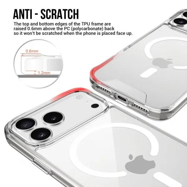 JP MagFit MagSafe puzdro s certifikátom SGS 1,2M, iPhone 17 Pro Max, priehľadné