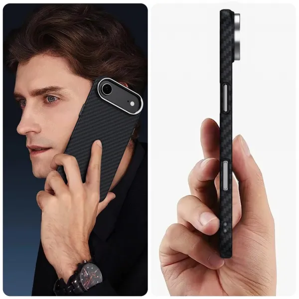 Tech-Protect Ion Carbon MagSafe kryt na iPhone 17 Air, čierny/strieborný