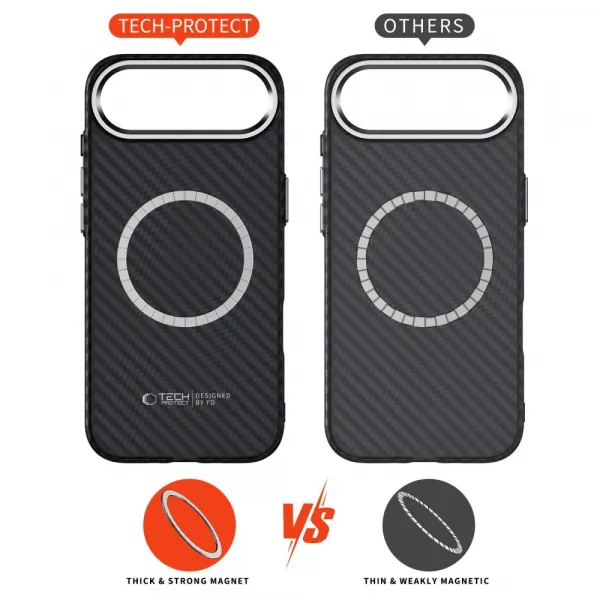 Tech-Protect Ion Carbon MagSafe kryt na iPhone 17 Air, čierny/strieborný