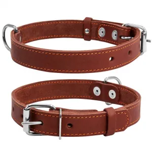 Kožený obojok hnedý, Obvod krku: dĺžka: 22-30cm, širka: 10 mm
