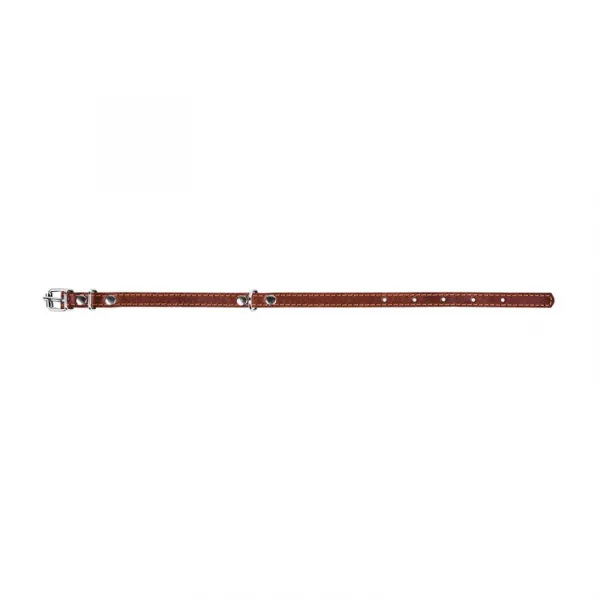 Kožený obojok hnedý, Obvod krku: dĺžka: 22-30cm, širka: 10 mm