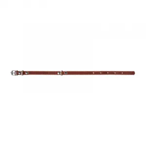 Kožený obojok hnedý, Obvod krku: dĺžka: 22-30cm, širka: 10 mm