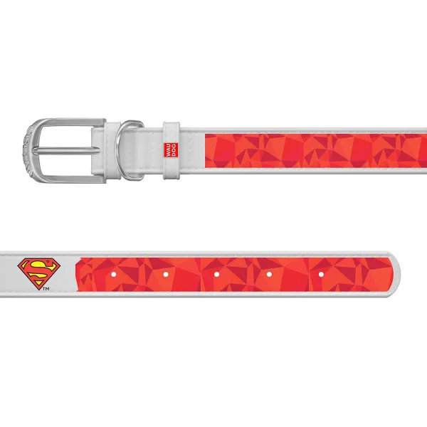 Kožený obojok Superman DC COMICS biely, Obvod krku: 29-38 cm, širka: 20 mm