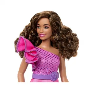 Barbie Modelka Lesklé šaty s volánikom