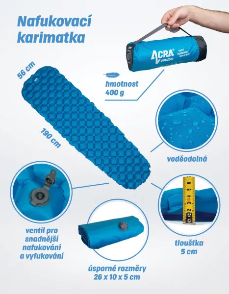 Karimatka Acra L47-MO nafukovacia, úsporná
