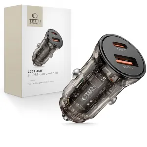Tech-Protect CC01 autonabíjačka USB / USB-C 45W PD QC, čierna
