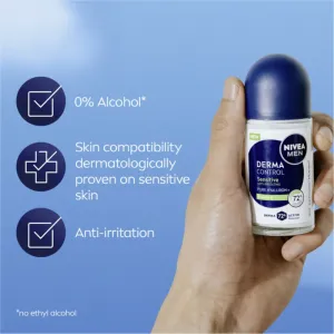 NIVEA MEN Derma Control Sensitive guličkový antiperspirant pre citlivú pokožku 50 ml