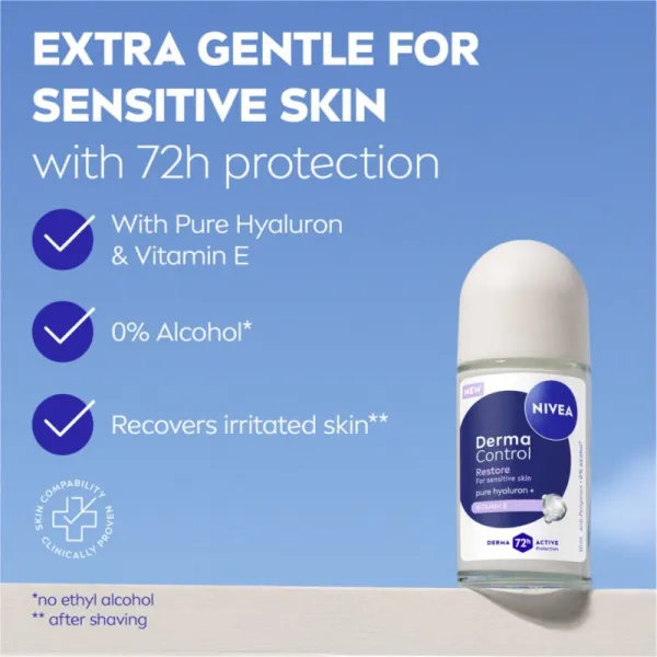 NIVEA Derma Control Restore guličkový antiperspirant 72h 50 ml