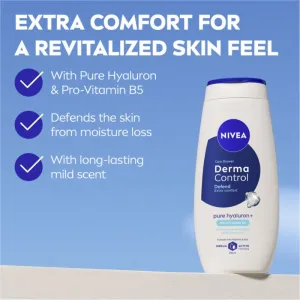 NIVEA Derma Control Defend upokojujúci sprchový gél s kyselinou hyalurónovou 250 ml